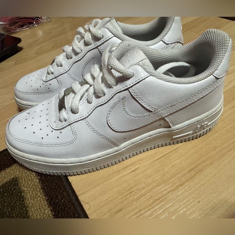 Nike Air Force Ones All-White Low-Top Sneakers Big Kids 4.5Y